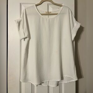 Entro Cream Cuffed Sleeve Boxy Blouse